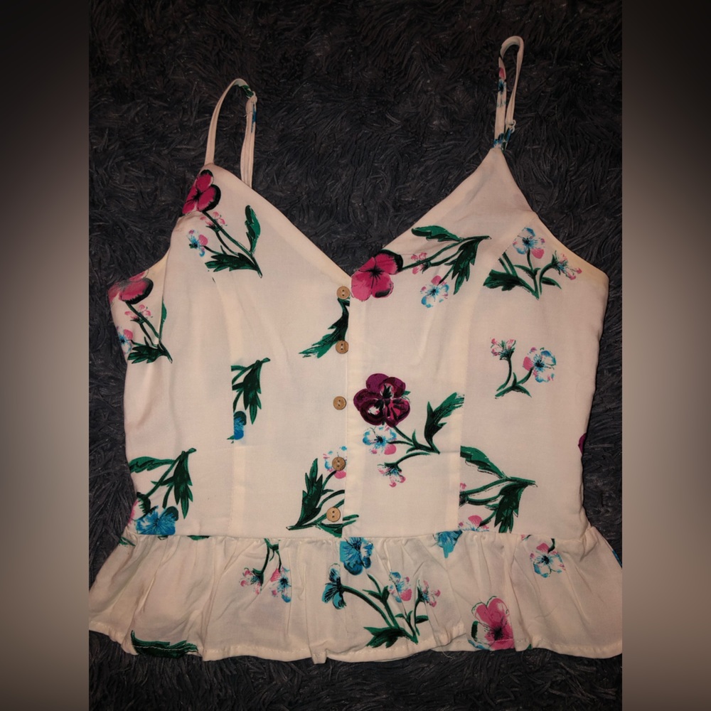 White Floral Crop Top